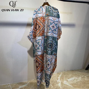 Qian Han Zi Dizainerio Mados Vasaros Suknelė Moterų Suknelė 2021 vintage modelis spausdinimo Batwing Rankovės Gpgb Prarasti suknelė