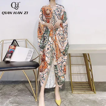 Qian Han Zi Dizainerio Mados Vasaros Suknelė Moterų Suknelė 2021 vintage modelis spausdinimo Batwing Rankovės Gpgb Prarasti suknelė