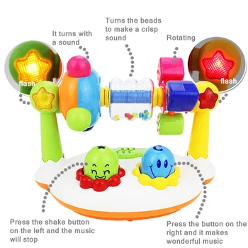 Sukasi Apšvietimo Fitness Rėmo Kūdikių Barškučių Muzikinių Žaislų Kūdikiams Muzikos Naujagimių Pasukti Puzzle Žaislas Vaikams Anksti Edcational Kalėdų Dovana