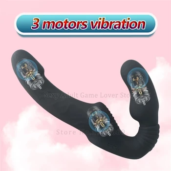 10 Greičio Nešiojami Dildo Vibratorius Massager Stebėjimo Dirželis Ant Lesbietės Dvigubai Galvos G-Spot Stimuliuoti Klitorį Sekso Žaislų Pora