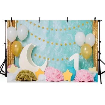 Avezano Gimtadienio Baby Shower Fone Moon Star Balionas Gėlių Dekoras Reklama Fotografijos Fono Foto Studija Photozone