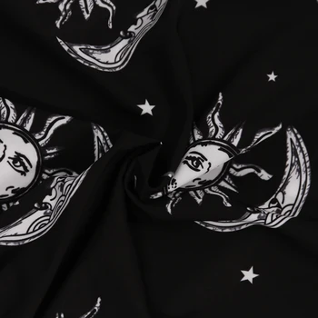 Juoda Mini Suknelė Gothic Punk Sun Moon Spausdinti Elegantiškas Atsitiktinis Palaidų Spagečiai Dirželiai Aesic Derliaus Moterų Suknelės Moterims 2021