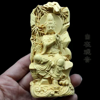 Dongcode,ranka raižyti boxwood,medinės Maitrėjos Budos pakabukas skulptūra rankena vienuolika cm