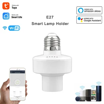 Tuya Smart Gyvenimo Wifi Smart Lemputės Lizdo Adapteris E27 E26 Jungiklis Lempos Pagrindo Laikiklis 