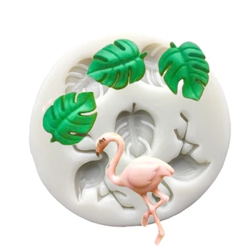 Flamingo Monstera Deliciosa Liebm Lapai Silikono Formos Sugarcraft Šokoladinių Keksiukų Kepimo Formą Minkštas Tortas Dekoravimo Įrankiai