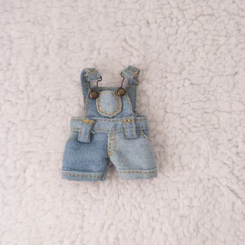 Ob11 kūdikių drabužiai bjd drabužiai, kombinezonai su antkrūtiniais džinsinio šortai jumpsuit 1 / 12bjd lėlės drabužiai obitsu11 molly lėlės priedai Žaislas drabužiai