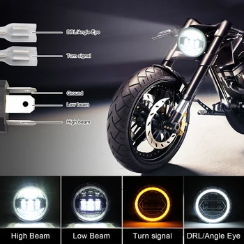 5.75 Colių LED Žibintų 200W LED Motociklo priekinis žibintas už Dyna Street Bob Super Wide Glide Low Rider Naktį Lazdele Traukinys