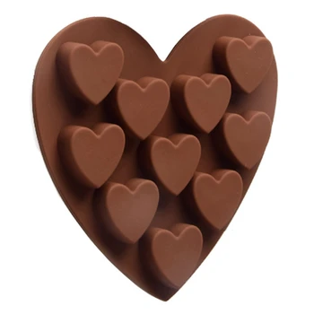 10 Ertmės Meilė Širdies Formos Šokoladiniai Pelėsių, Maisto kokybės Silikono Kepimo Forma Minkštas Tortas Šokolado Pelėsių 
