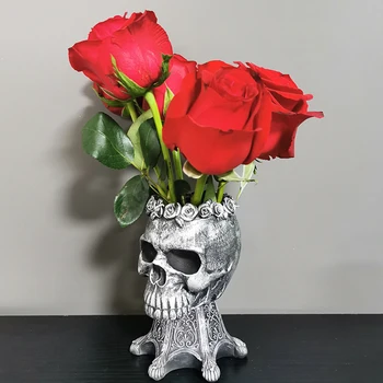 Namų Dekoro Amatų Plokštė Talpykla Dervos Kaukolės Galvą, Gėlių Vazos, Vazonai Žmogaus Kaukolės Modelis Skulptūra Vaza