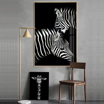 Meno Tapybos Drobės Juoda Ir Balta Stilius Liūtas Zebra Dramblys Ir Žirafa Spausdinti Plakato Europos Vėjo Kambarį Sienų Apdaila