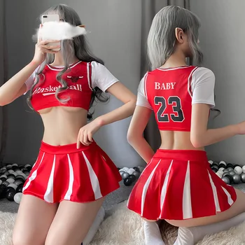 Cheerleaders vienodas seksualus padalinta kostiumas apatiniai seksualus futbolo vienodą futbolo kūdikių dress up Cosplay įdomus kostiumas