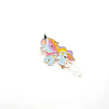 Spalvinga animacinių filmų vienaragis Pegasus lašas aliejaus sagė ženklelis Mielas žirgų galvos sagės sagės papuošalai, drabužiai maišelį ornamentu