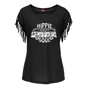 2021 Elimiiya Hipių siela Naujas Moterų Negabaritinių Spausdinti Medvilnės Kutas Trumpas Rankovės O-kaklo marškinėliai