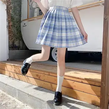 Moterų Goth Plisuotos Pledas Sijonas +Peteliškę Nustatyti, Cosplay, Anime Sailor Tiktų Vasaros Drabužių Šalies Japonijos Mielas Seksuali Mini-Line Sijonas