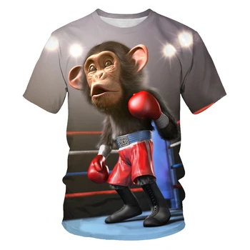3D spausdinimo vyrų ir moterų visų rungtynių studentų atsitiktinis kasdien Harajuku T-shirt įdomus gyvūnų beždžionė vasaros tendencija, O kaklas trumpas rankovėmis