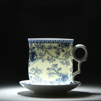 Retro Kinijos Mėlyna Balta Porceliano Arbatos Puodelio Rinkinys su Lėkšte Dangčio Infuser 260ml Keramikos Teacup su Arbatos Filtras