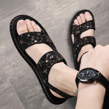 Sandalai vyrams 2021 tendencijos vasaros lauko laisvalaikio neslidus beach luxury sandalas aukštos kokybės minkštas vienintelis dvejopos paskirties sandalas