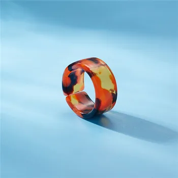 2021 Naujas Estetinis Spalvinga Skaidrūs Akrilo Dervos Geometrinis Apvalių Žiedų Rinkinys Moterims Marmuro Modelio Žiedą, Šaliai, Papuošalai