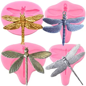 3D Amatų Dragonfly Silikono Formos Minkštas Tortas Dekoravimo Priemonės Cupcake Topper Saldainiai, Šokoladas Gumpaste Formų Papuošalai Dervos Pelėsių