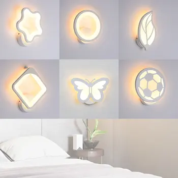 Drugelis Lapų LED Miegamojo Lovos Sienos Lempa Paprasta, Moderni Praėjimo Koridorius Lemputės 220V Namų Dekoro