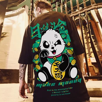 ZAZOMDE 2021 Naujas Kinų Stiliaus Vyrų Marškinėliai Vasarą Pasisekė Panda Spausdinti trumpomis Rankovėmis T shirts Hip-Hop Atsitiktinis Viršūnes Tees Streetwear
