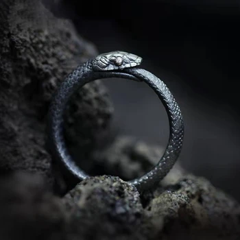 Naujas Mukuro originalaus dizaino gyventi burną ouroboros žiedas, nerūdijančio plieno, tamsiai pioneer vyrų ir moterų poros gimtadienio dovana