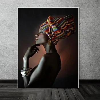 Afrikos Juodieji Nuogas Moteris Indijos Lankelis Portretas Plakatai HD Spaudinių Drobės Tapybos Skandinavijos Sienos Meno Kambarį Dekoro