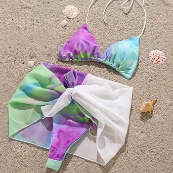 Mossha Kaklaraištis dažų spausdinti bikini komplektas Trikampis seksualus bikini 2020 Apynasrio maudymosi kostiumai Retro moterų maudymosi kostiumėlį moteris 3 Gabalas maudymosi kostiumas