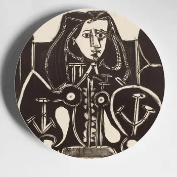 Picasso Abstrakti Tapyba, Dekoratyvinės Sienų Kabo Lėkštės Porcelianas Kaulų Kinijos Kambarį Lentelė Namų Dekoro Meno Kolekcionieriams