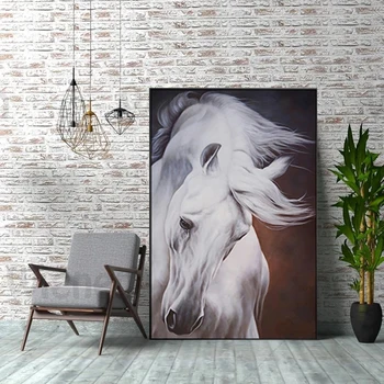 Veikia Baltas Arklys Drobė Spausdinimo Meno Tapybos Šiaurės Plakatas Modernus Minimalistinio Namo Kambarį Sienų Apdailai Nuotrauką