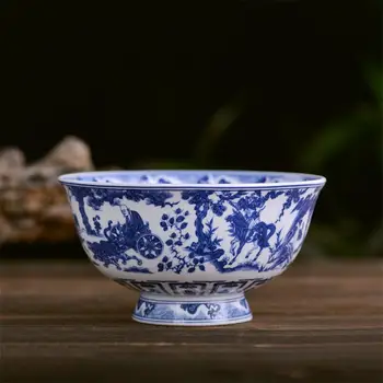 Mėlynos ir Baltos spalvos Porceliano Dragon Dubenys 5inch Keramikos Dubenėlį Ramen Sriuba Ryžių Dubenėlius Kinų Namuose Indai, Virtuvės Indai Derliaus