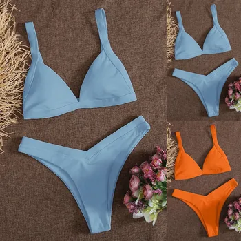 Moterų Maudymosi Kostiumėliai, Dviejų dalių Maudymosi Kostiumas Jūros Stiliaus Spausdinti Apačioje Bikini Komplektas Switmsuit Vasaros Moterų Swimwears