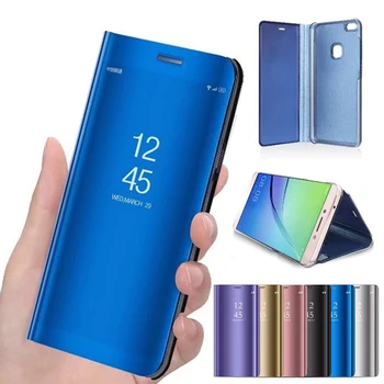 Smart Atvejais Prabangus Odinis Flip-Veidrodis Visiškai Telefono dėklas Samsung Galaxy A01 A51 A71 Atveju Galaxy A50 Plastiko