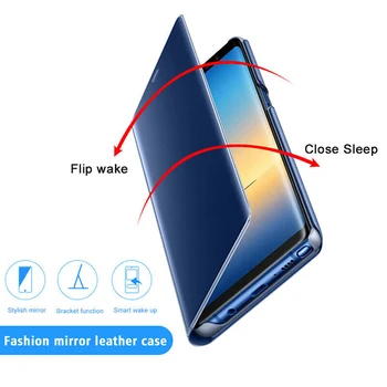 Veidrodis Peržiūrėti Smart Flip Case for Samsung Galaxy A3 2017 A32017 SM A320F A320 Prabanga Originalus Magnetinis Fundas Odinis Telefono Dangtelį