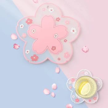 Japonija Stiliaus Cherry Blossom Šilumos Izoliacija Lentelė Mat Šeimos Office priešslydžio sistema Arbatos Puodelio Pieno Puodelis Kavos Puodelio Miestelyje Puodą/Dubenį Padas