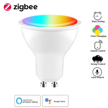 Naujas ZigBee Tuya WiFi Smart Lemputės, Gu10 LED RGB Lempos Dirbti Su Alexa/ 