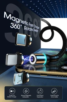 YKZ LED Magnetinio USB Laidas, Greito Įkrovimo USB C Tipo Magnetas, Įkroviklis, Micro USB Duomenų Mokestį Už iPhone 12 11 Mobiliojo Telefono Laido Viela