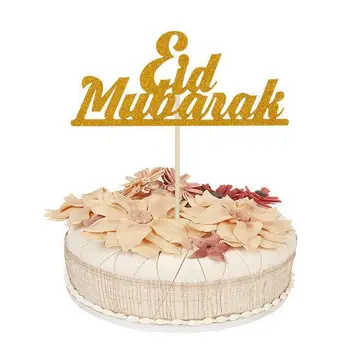 Aukso Akrilo Eid Mubarakas Tortas Toppers Ramadanas Cupcake Topper Vaikai Mergina Vestuvių, Gimtadienio Dekoracijas Prekių Musulmonų Kepimo