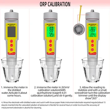 ORP-619 Vandeniui ORP/TEMP matuoklis Geriamojo Vandens Kokybės Analizės Prietaisas Nešiojamų Oksidacijos Redukcijos Analizatorius ORP matuoklis 40% nuolaida