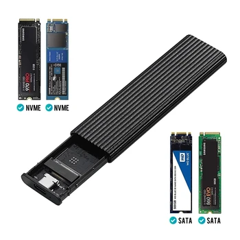 10Gbps M. 2 NVMe SSD Talpyklos,Dual Protokolo M2 NVMe Atveju, M2 NVMe PCIE/ NGFF SATA Adapteris su USB C 2 kabeliai M. 2 SSD Dėžutę