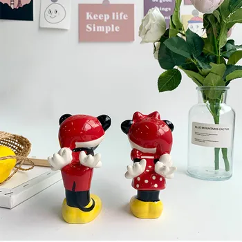 2VNT/daug 12cm Mickey Minnie prieskonių, gali Mickey Mouse pora pipirai galite pagardinti butelis keramikos kūrybinis papuošalai