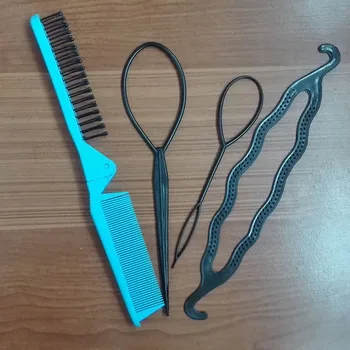 4pcs Nustatyti Dvigubo Pusėje Antistatikas Sulankstomos Plastikinės Plaukų Šukos su plačiais Dantis, plaukai surišti į uodegą Plaukų Braider Maker 