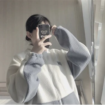 Moterų Pagrindinio Striukės Ėriukų Vilna Sustorėjimas, Kailis, Užtrauktukas Stovėti Apykaklės Kratinys Žiemos Moterų Vilnos Outwear Prarasti Korėjos Stiliaus Elegancija