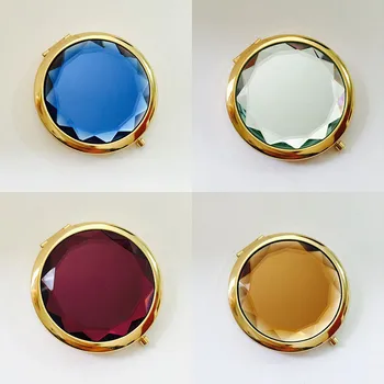 70mm lankstymo makiažo veidrodėliai kompaktiškas veidrodėlis su krištolo, metalo kišenėje veidrodis, vestuvių dovana, kosmetikos veidrodį