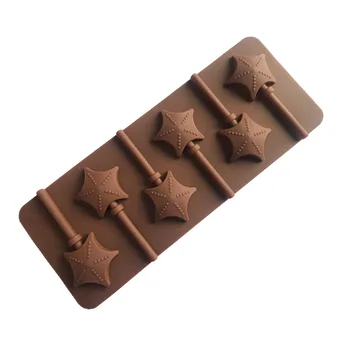 6 Ertmės Star Silikono Saldainis Pelėsių, Šokolado ir Cukraus tabletė Režimas su 6 Lazdele XG722