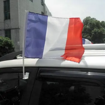 ZXZ 2VNT 30X45CM Prancūzijos Automobilių Langų Vėliavos su pole prancūzų auto vėliava