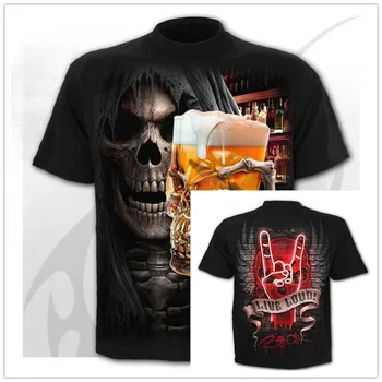 2021 Naujas Mens Kaukolė T Shirts Punk Stiliaus Piršto Kaukolė 3D T-Marškinėliai Vyrams, Stalviršiai, Hip-Hop 3D Spausdinimo Kaukolė Punisher T-Shirts