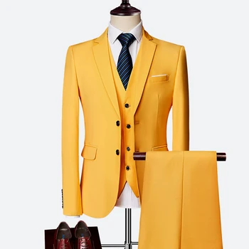 Kostiumas kostiumas vyrų 2020 m. pavasarį ir rudenį high-end pasirinktinių verslo sportiniai švarkai (bleizeriai) trijų dalių / Slim didelio dydžio. multi-color boutique kostiumas