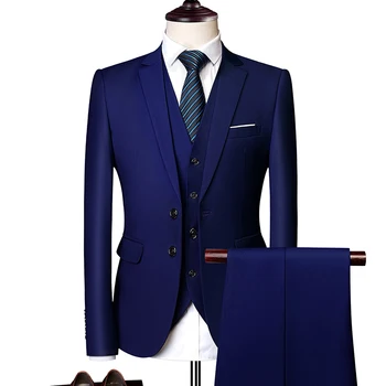 Kostiumas kostiumas vyrų 2020 m. pavasarį ir rudenį high-end pasirinktinių verslo sportiniai švarkai (bleizeriai) trijų dalių / Slim didelio dydžio. multi-color boutique kostiumas