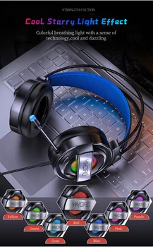 Q3 Žaidimų Ausinės Supa Įvairiakryptė 4D Garso Stereo Laidinio Ausines, USB, Mikrofono, Spalvinga Šviesos PC Nešiojamas Žaidimas laisvų Rankų įranga